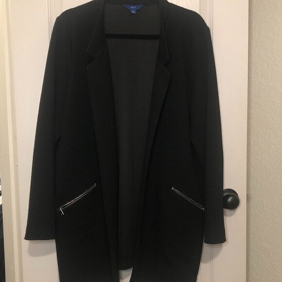 Apt. 9 Jackets & Blazers - Apt. 9 black long-sleeve open-front blazer with zipper accented pockets size XXL